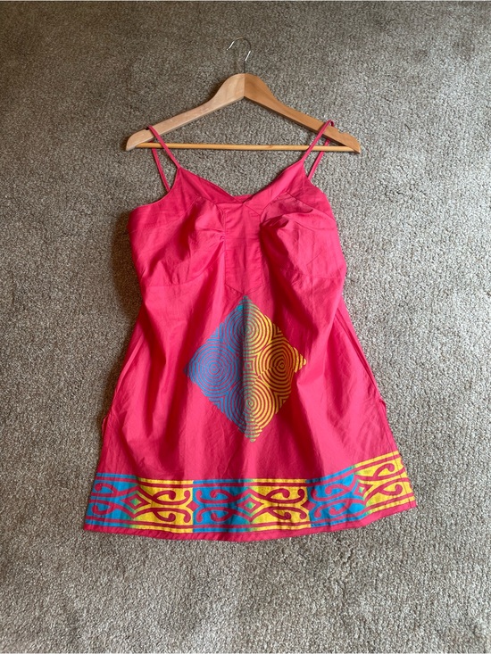 Peppertree Dresses & Skirts - VTG Peppertree  Pink Spaghetti Strap Tunic Top/Dress W/ Geometric Pattern Sz L